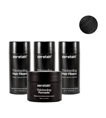 3x Keratain hair fibers + free Keratain pomade – Black (25 gr) - Hair Growth Specialist