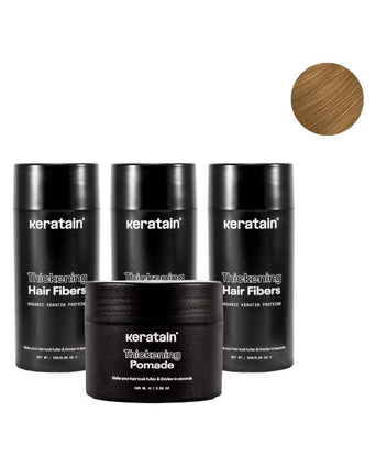 3x Keratain hair fibers + free Keratain pomade – Dark blonde (25 gr) - Hair Growth Specialist