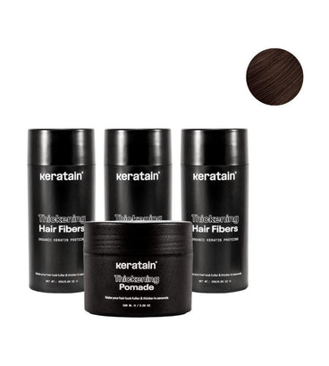 3x Keratain hair fibers + free Keratain pomade – Dark brown (25 gr) - Hair Growth Specialist