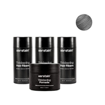 3x Keratain hair fibers + free Keratain pomade – Gray (25 gr) - Hair Growth Specialist