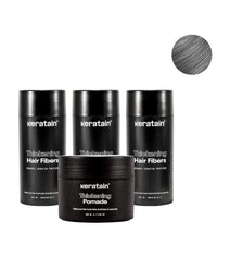 3x Keratain hair fibers + free Keratain pomade – Gray (25 gr) - Hair Growth Specialist
