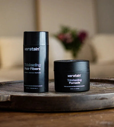 3x Keratain hårfibre + gratis Keratain pomade - Medium brun (25 gr)