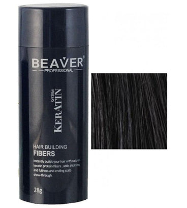 Beaver keratin hair building fibers - Black (28 gr) - Hair Growth Specialist