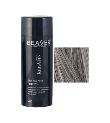 Beaver keratin hair building fibers - Grey (28 gr) - Hair Growth Specialist